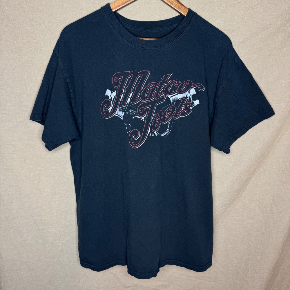 Vintage Matco Mens Graphic T-Shirt Black Skull Logo Crew Neck Large Grunge